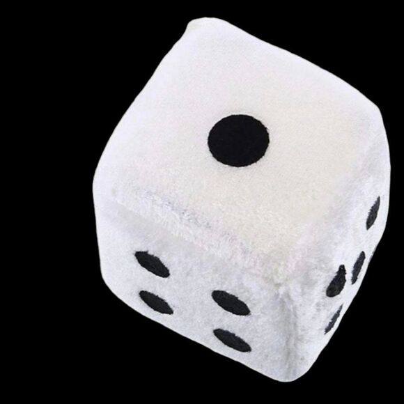 🔸️White Car Mirror/Costume Fuzzy Dice - Picture 3 of 5